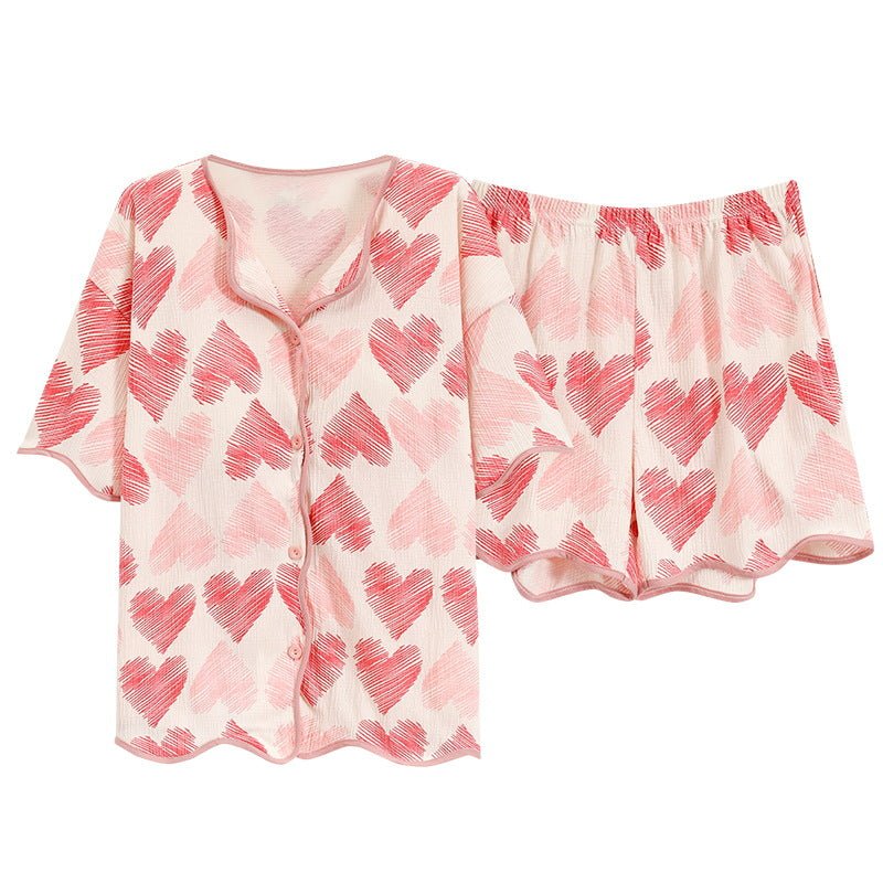 Scribble Hearts Button - Down Set โ With Padded Soft Love - Zero Bra