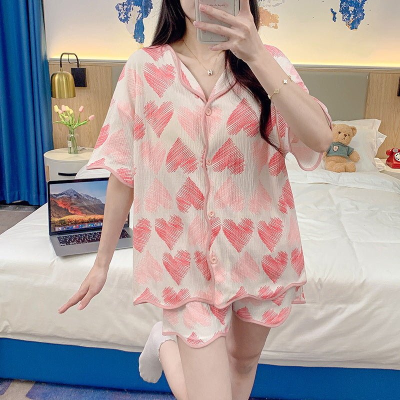 Scribble Hearts Button - Down Set โ With Padded Soft Love - Zero Bra