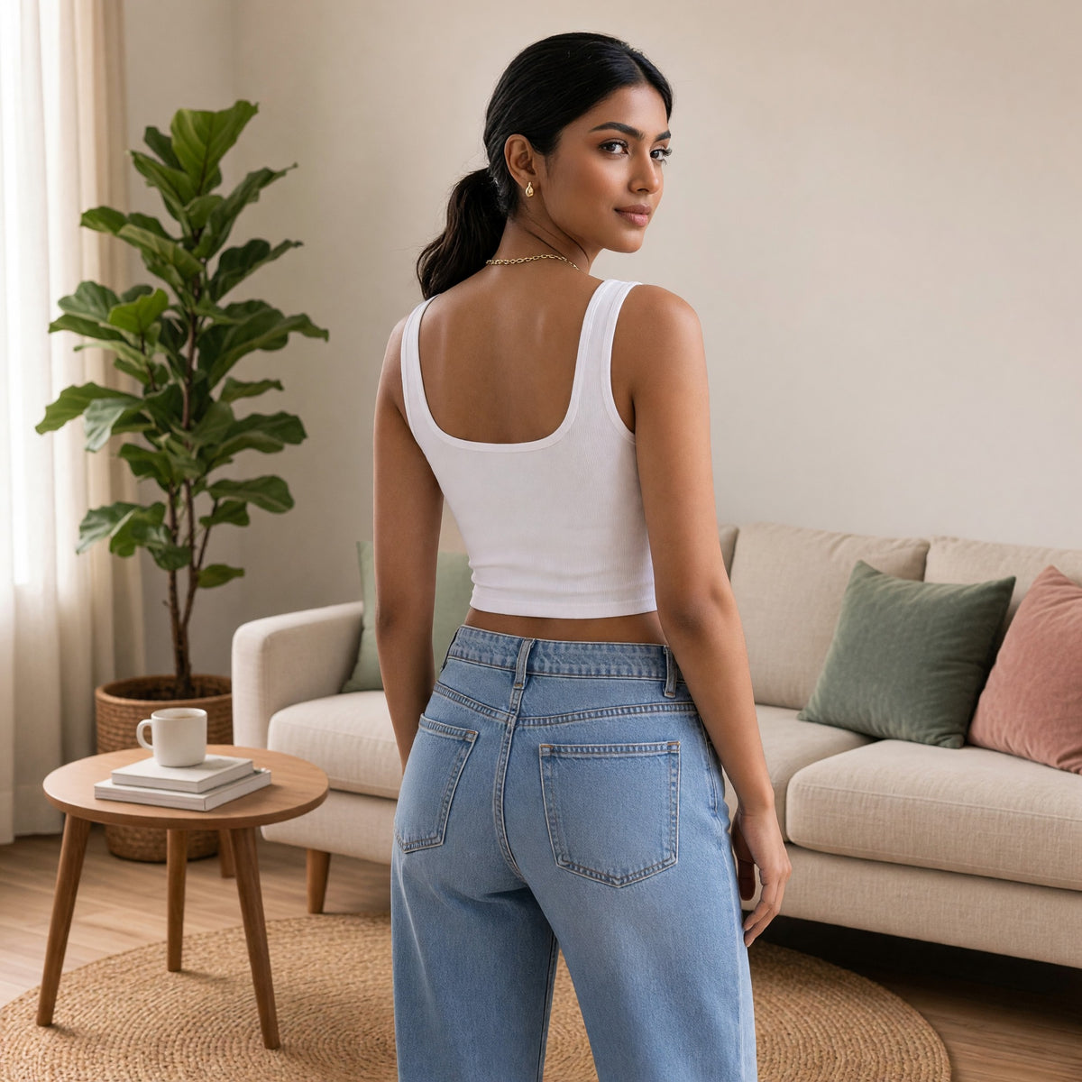 SculptEase Square-Neck Built-in Bra Tank Top