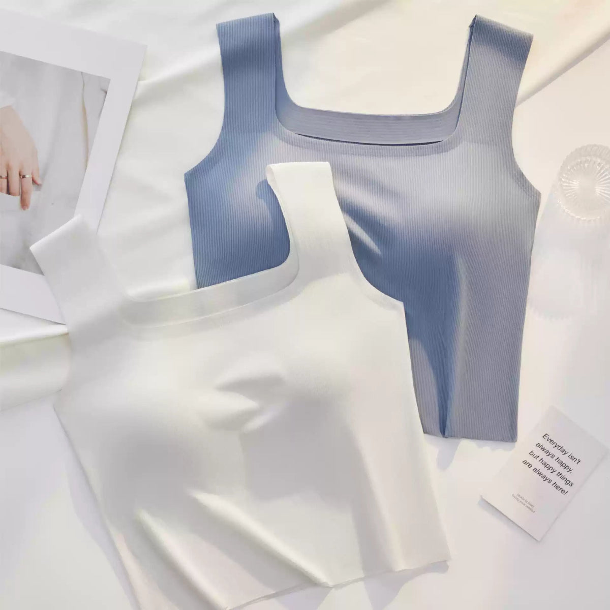 SculptEase Square Neck Tank Top With Built - In Bra - Zero Bra