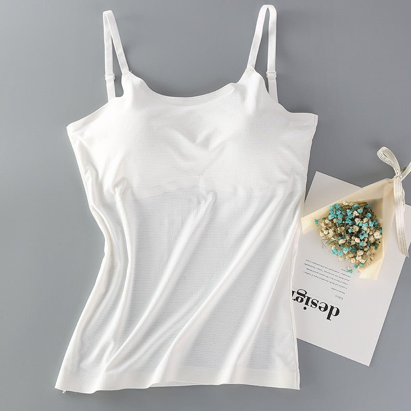 Seamless Bliss: Built - In Bra Cami Tank Top - Zero Bra