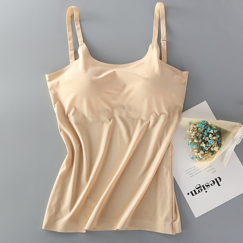 Seamless Bliss: Built - In Bra Cami Tank Top - Zero Bra