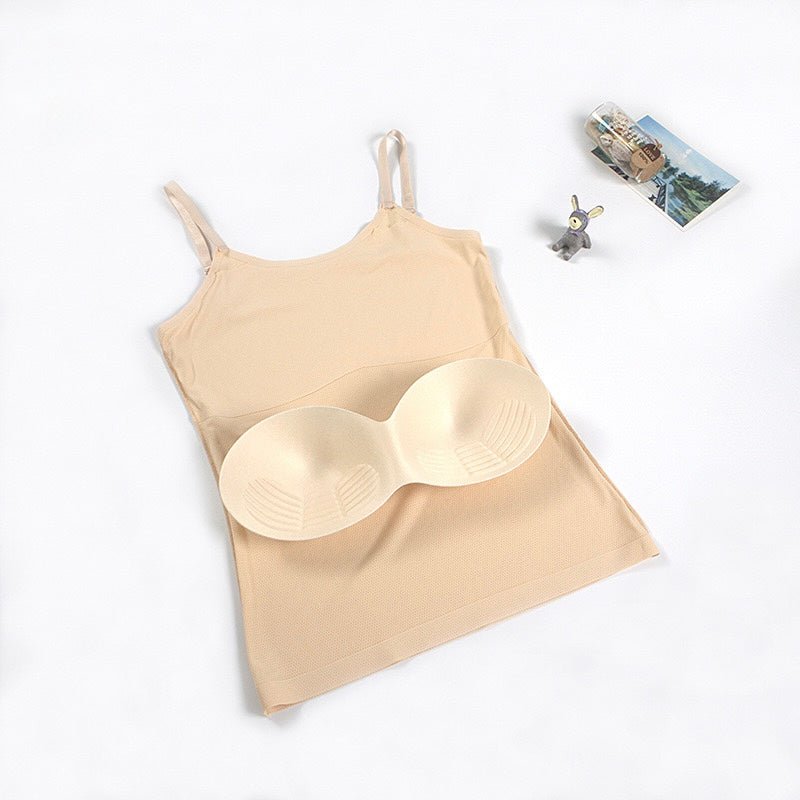 Seamless Bliss: Built - In Bra Cami Tank Top - Zero Bra