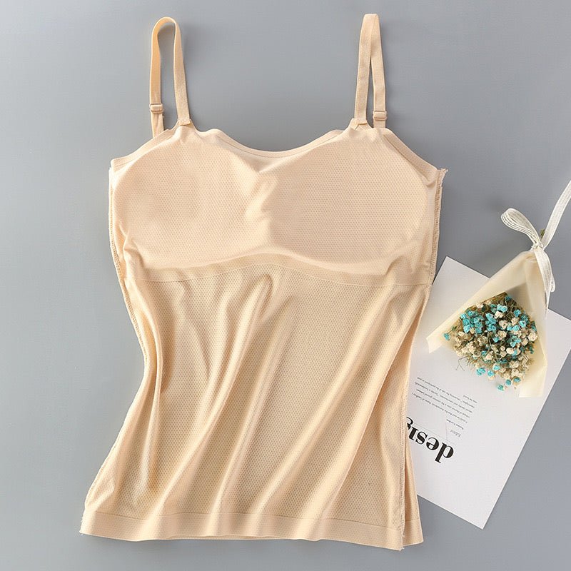 Seamless Bliss: Built - In Bra Cami Tank Top - Zero Bra