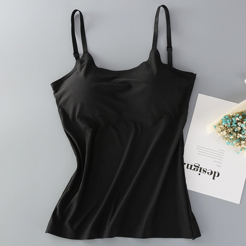 Seamless Bliss: Built - In Bra Cami Tank Top - Zero Bra