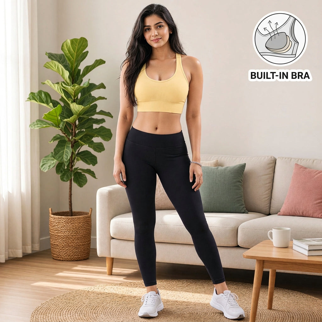 Seamless Racerback Built-in Bra Gym Tank