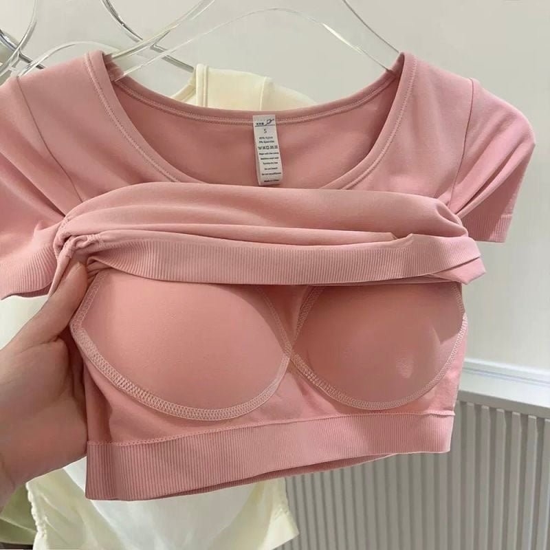 Sleek & Chic Built - In Bra Tee – Your Everyday Essential! - Zero Bra