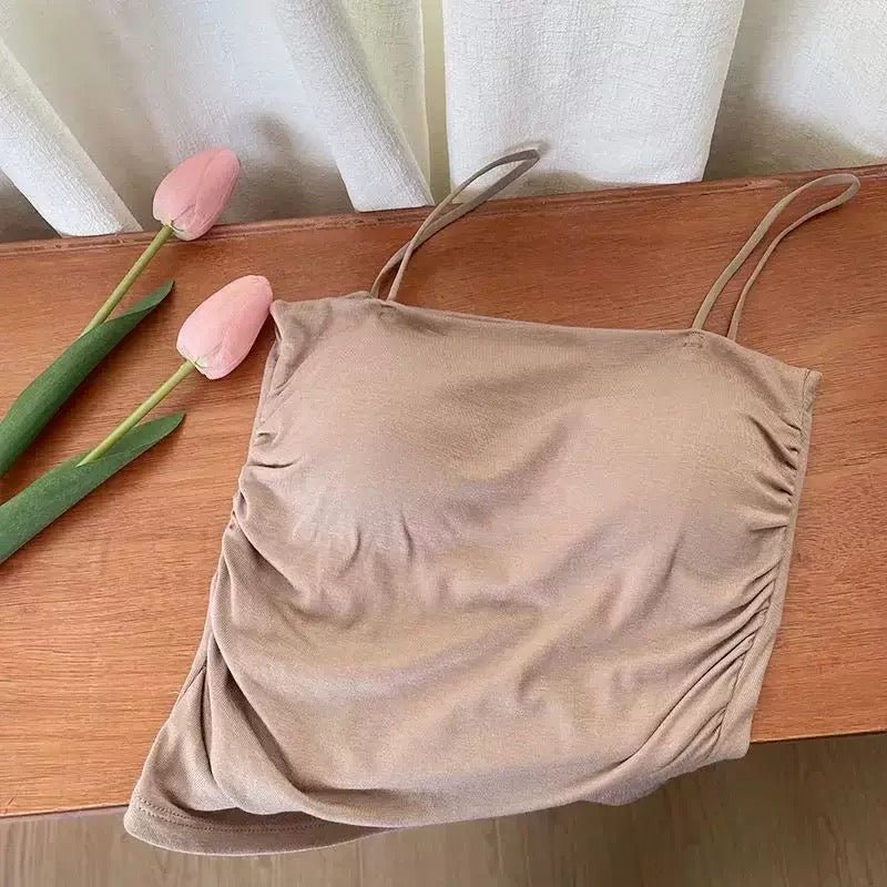 Sleek Ruched Built - In Bra Cami Top - Zero Bra
