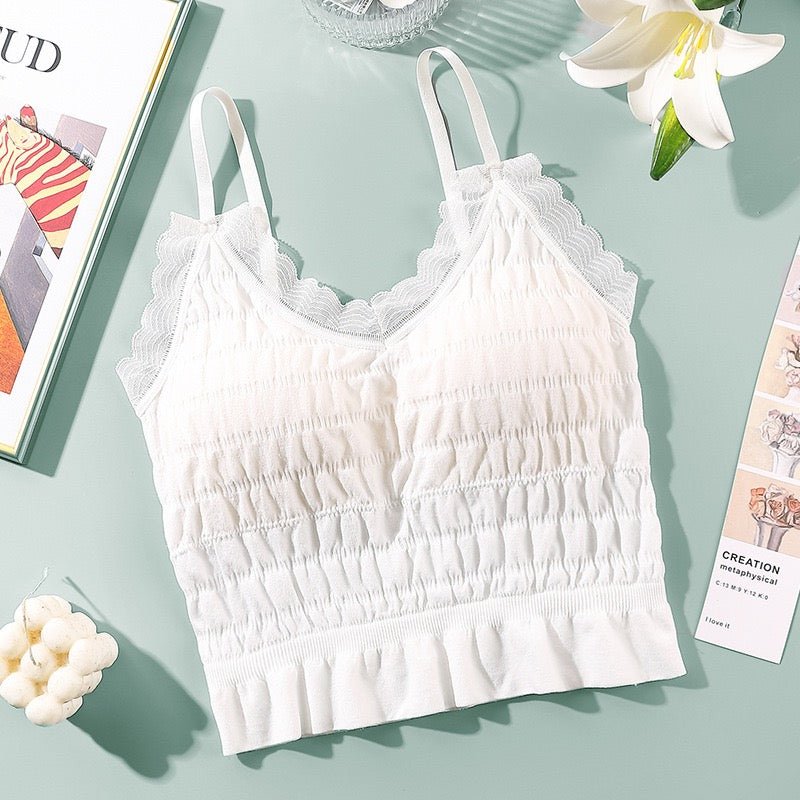 Smocked Lace - Trim Cami - Zero Bra