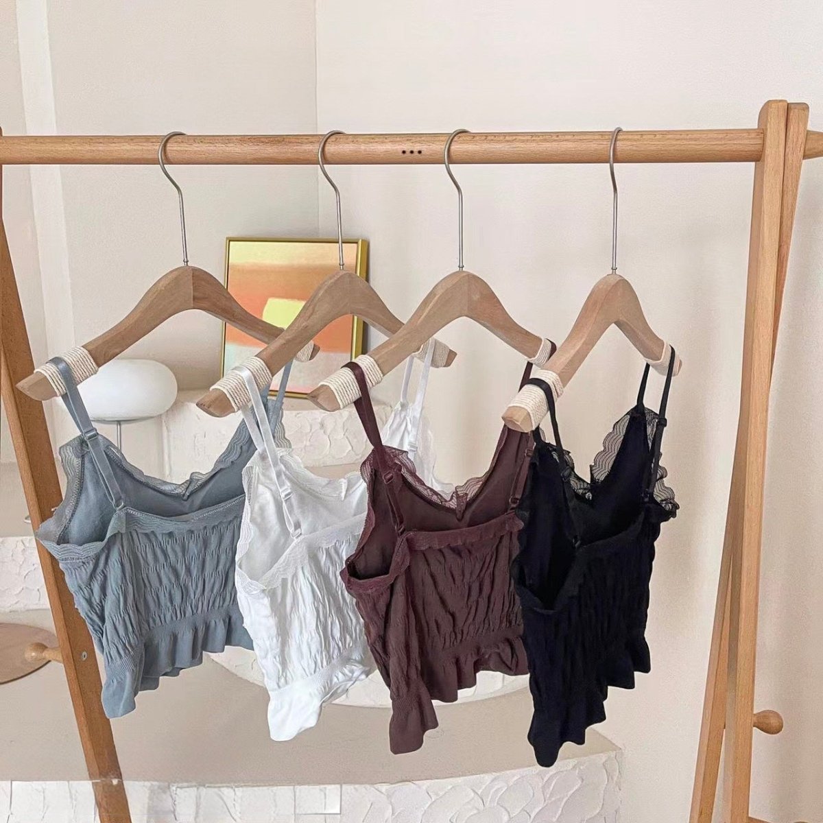 Smocked Lace - Trim Cami - Zero Bra