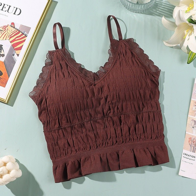 Smocked Lace - Trim Cami - Zero Bra