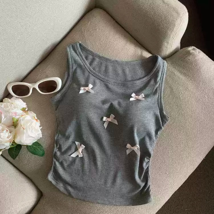 Soft Bow - Embellished Built - In Bra Tank – Sweet & Stylish - Zero Bra