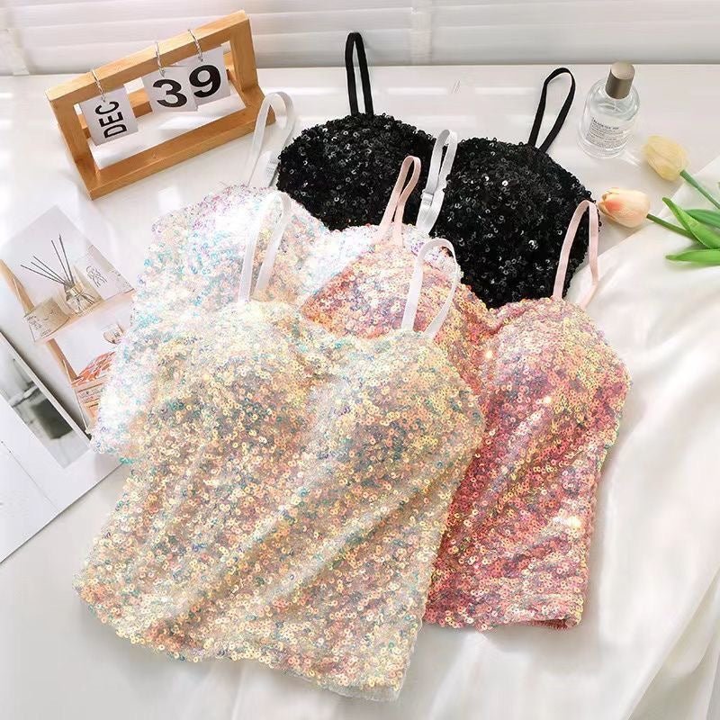 Sparkle Night Built - In Bra Sequin Top – Shine Without the Extra Layers - Zero Bra