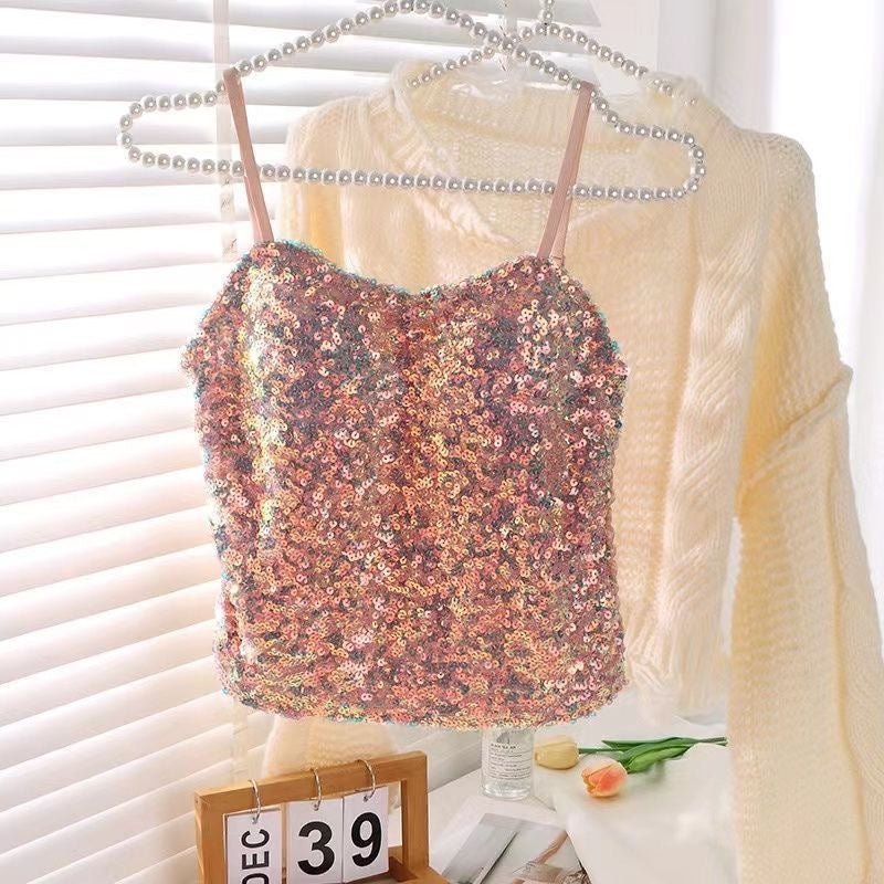 Sparkle Night Built - In Bra Sequin Top – Shine Without the Extra Layers - Zero Bra