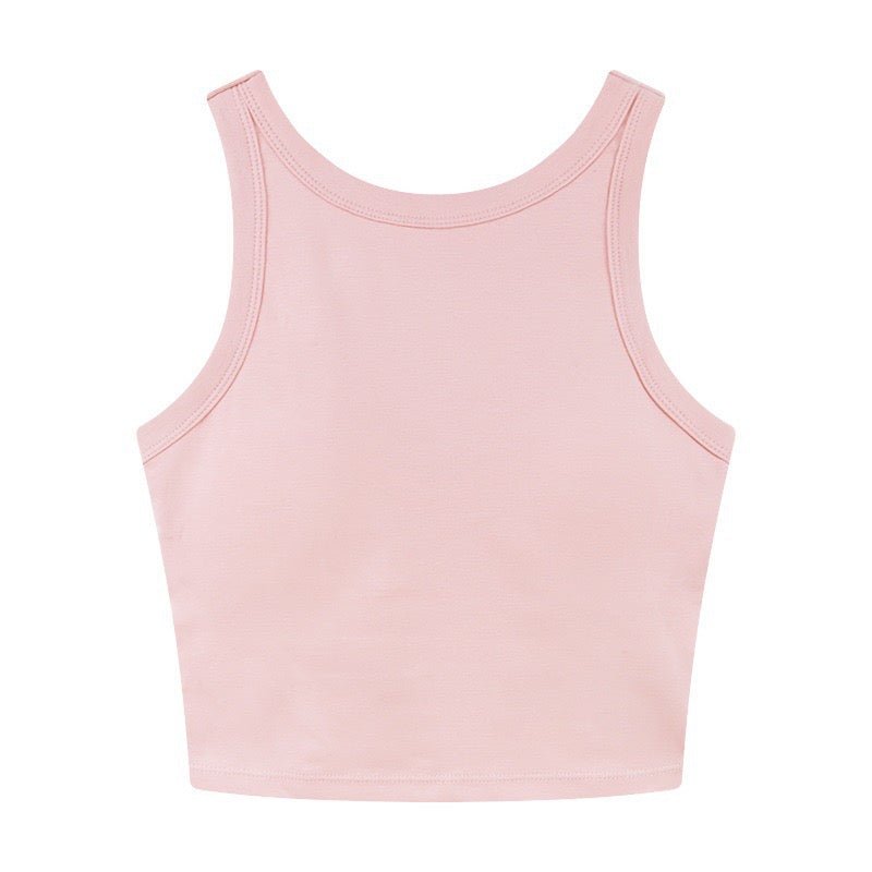 Sporty Chic Racerback Crop Top with Built - In Bra – Effortless Style Meets Comfort - Zero Bra