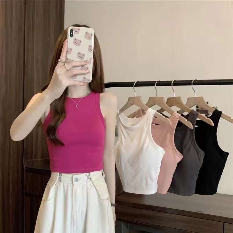Sporty Chic Racerback Crop Top with Built - In Bra – Effortless Style Meets Comfort - Zero Bra