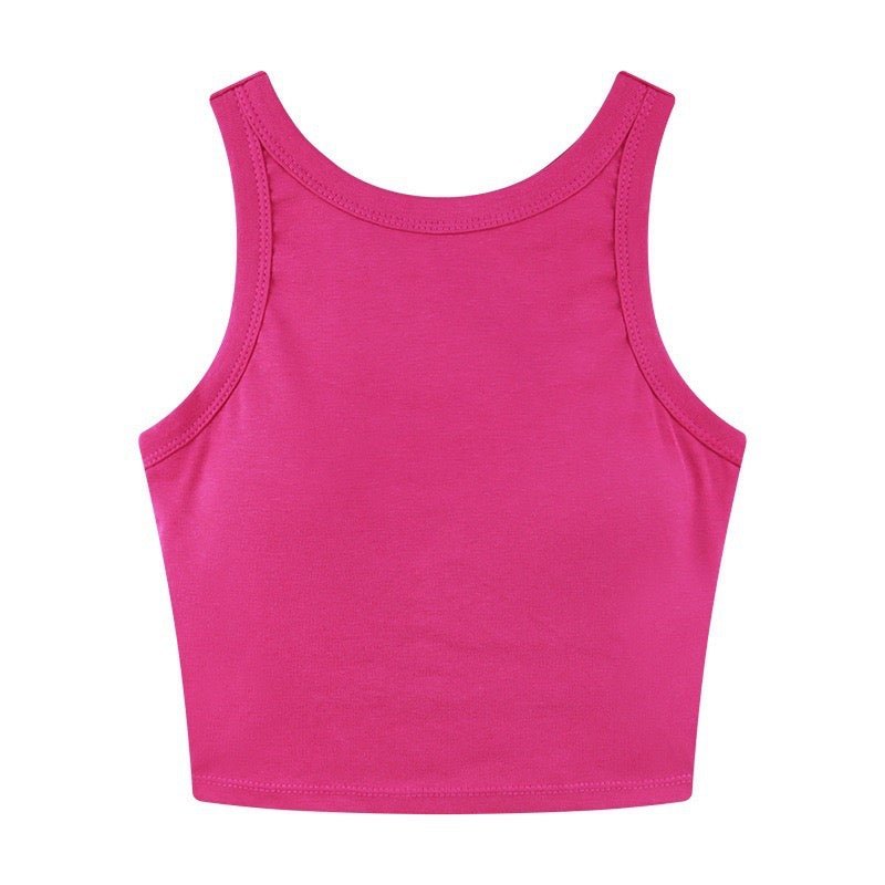 Sporty Chic Racerback Crop Top with Built - In Bra – Effortless Style Meets Comfort - Zero Bra