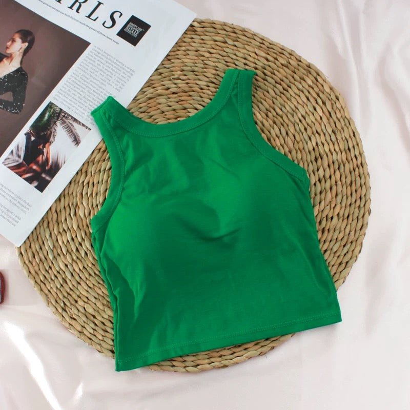 Sporty Chic Racerback Crop Top with Built - In Bra – Effortless Style Meets Comfort - Zero Bra