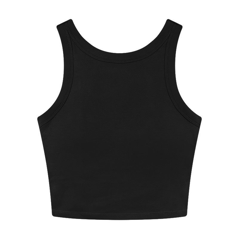 Sporty Chic Racerback Crop Top with Built - In Bra – Effortless Style Meets Comfort - Zero Bra