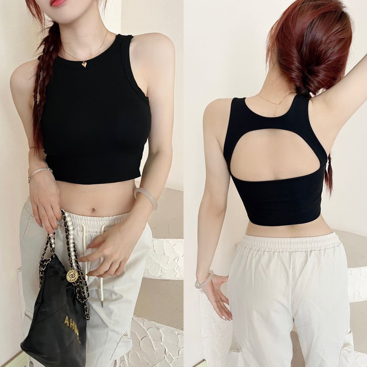 Sporty Chic Racerback Crop Top with Built - In Bra – Effortless Style Meets Comfort - Zero Bra