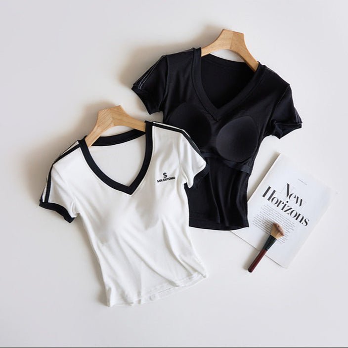 Sporty Vibe Built - In Bra Tee – Confidence with Every Move! - Zero Bra