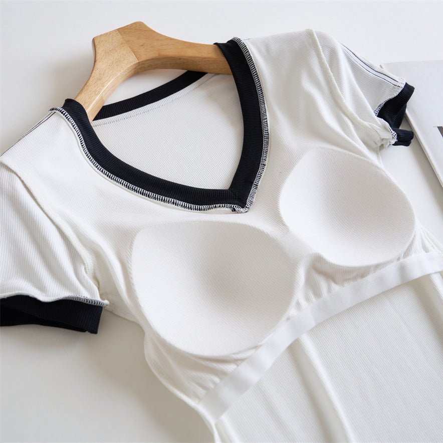 Sporty Vibe Built - In Bra Tee – Confidence with Every Move! - Zero Bra