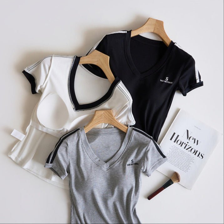 Sporty Vibe Built - In Bra Tee – Confidence with Every Move! - Zero Bra