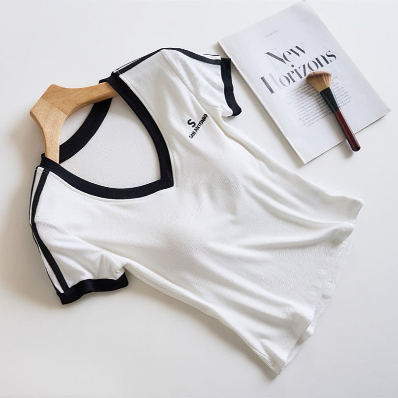 Sporty Vibe Built - In Bra Tee – Confidence with Every Move! - Zero Bra