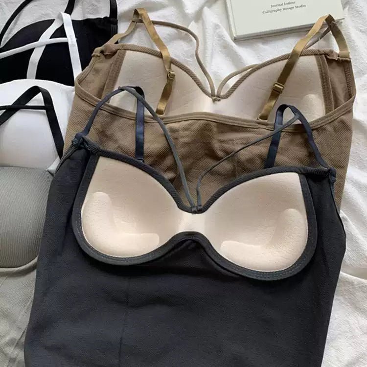 Strappy Back Built - In Bra Cami Tops – Your Everyday Glow - Up! - Zero Bra