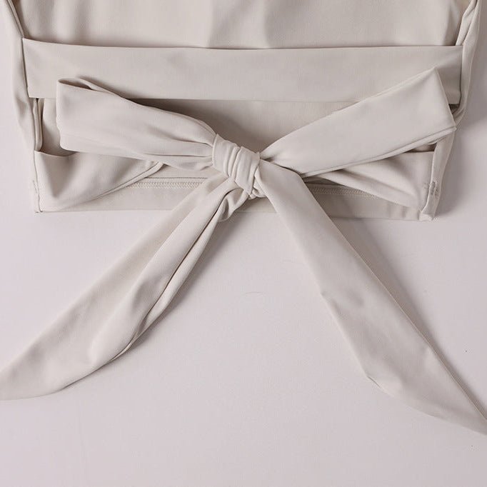 Strappy Back Halter Crop Top with Built - in Bra - Zero Bra