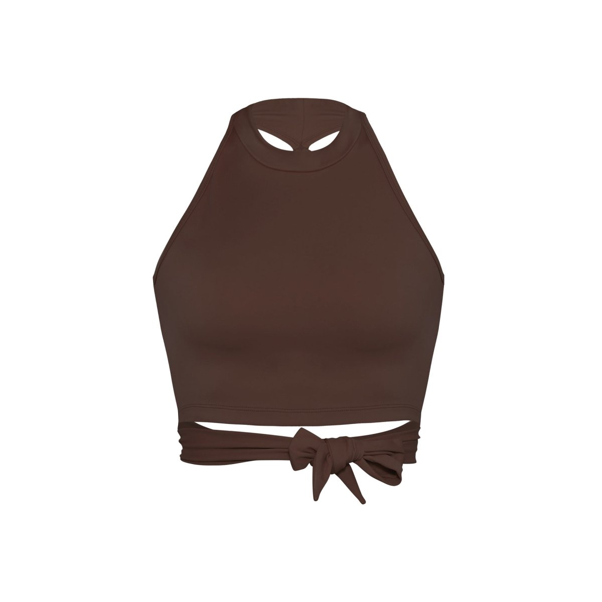 Strappy Back Halter Crop Top with Built - in Bra - Zero Bra