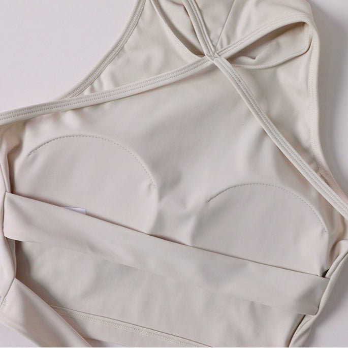 Strappy Back Halter Crop Top with Built - in Bra - Zero Bra