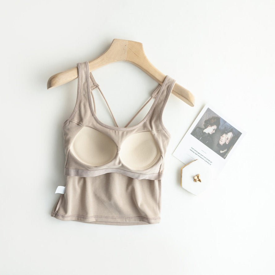 Strappy Chic Built - In Bra Cami – Supportive Style with a Back Twist - Zero Bra