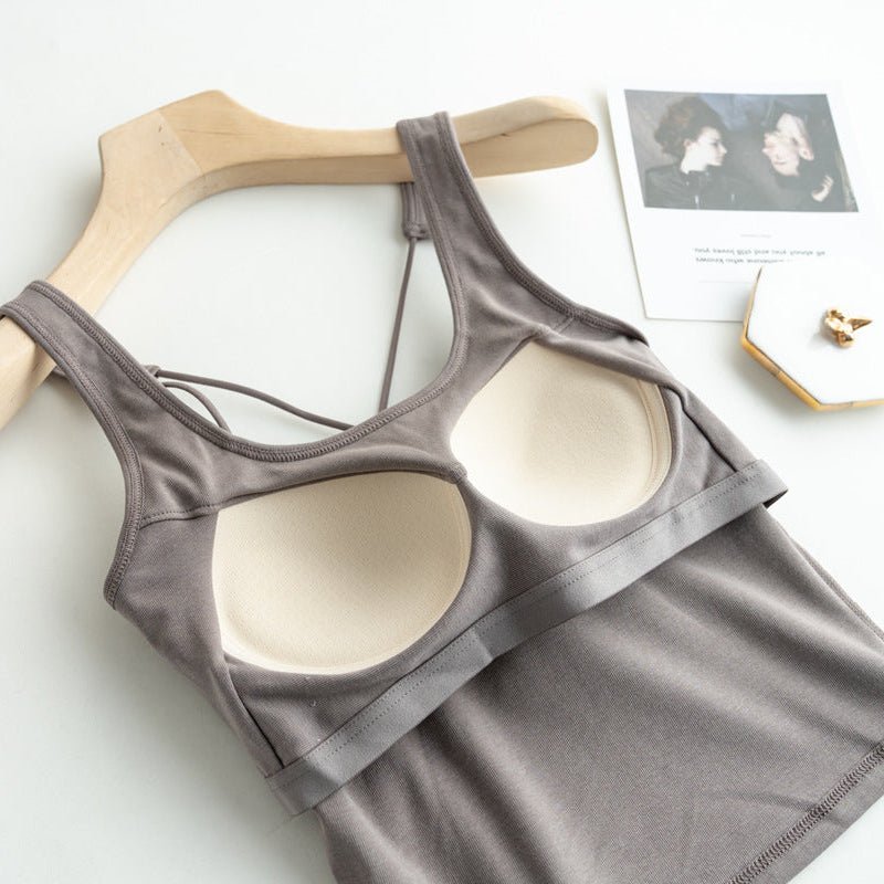Strappy Chic Built - In Bra Cami – Supportive Style with a Back Twist - Zero Bra