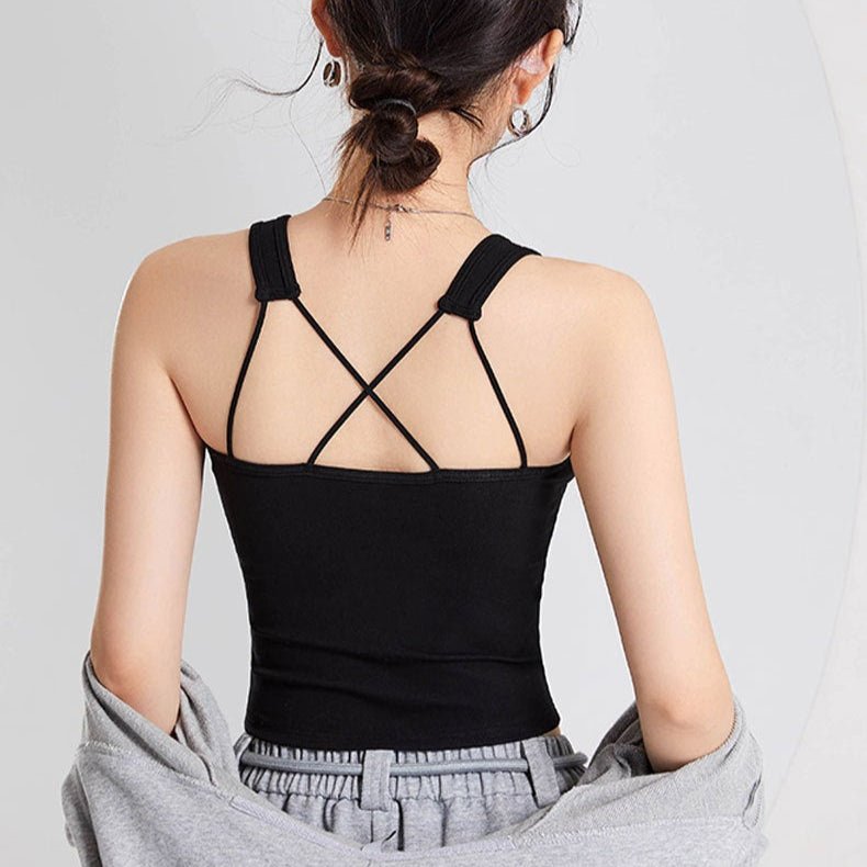Strappy Chic Built - In Bra Cami – Supportive Style with a Back Twist - Zero Bra