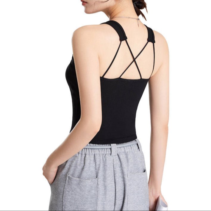 Strappy Chic Built - In Bra Cami – Supportive Style with a Back Twist - Zero Bra