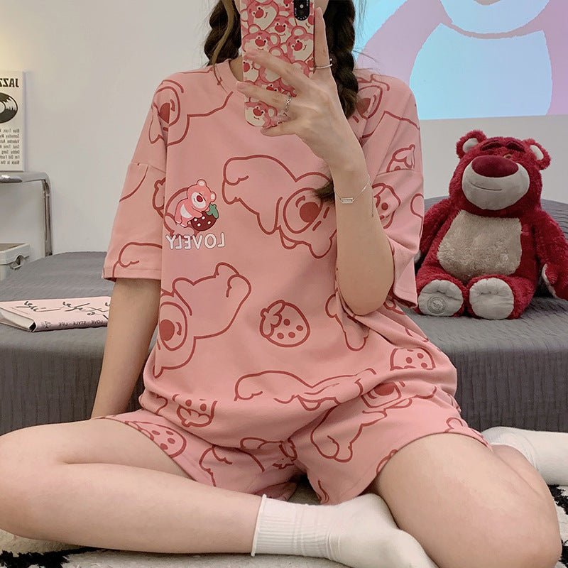 Strawberry Bear Built - In Bra PJ Set – Lovely Pink Edition - Zero Bra