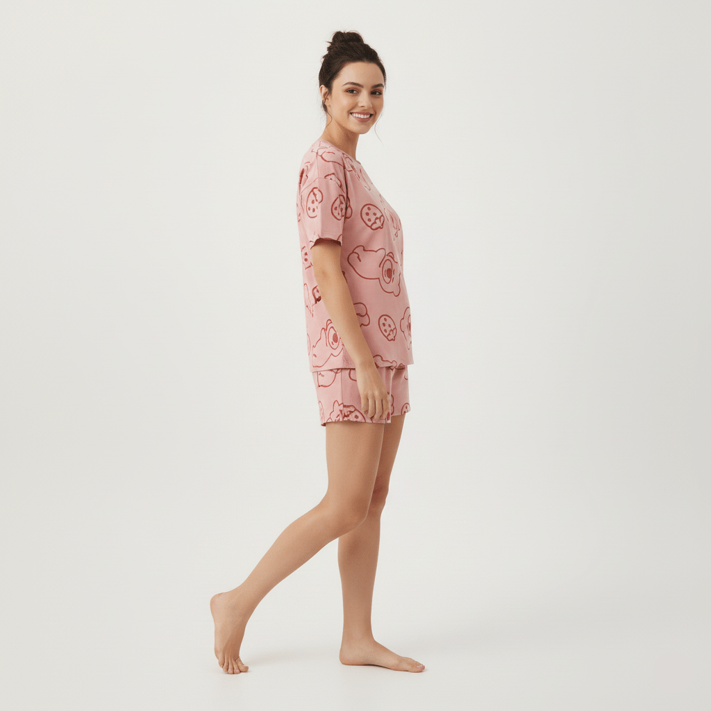 Strawberry Bear Padded PJ Set – Lovely Pink Edition - Zero Bra