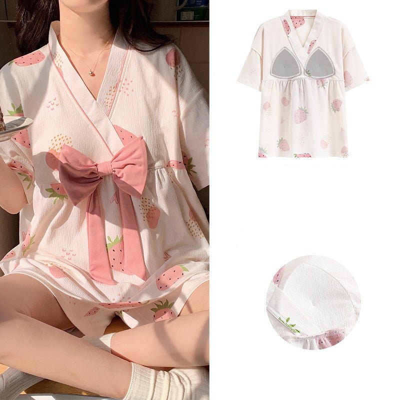 Strawberry Whip Kimono Set – With Padded Berry Bliss - Zero Bra