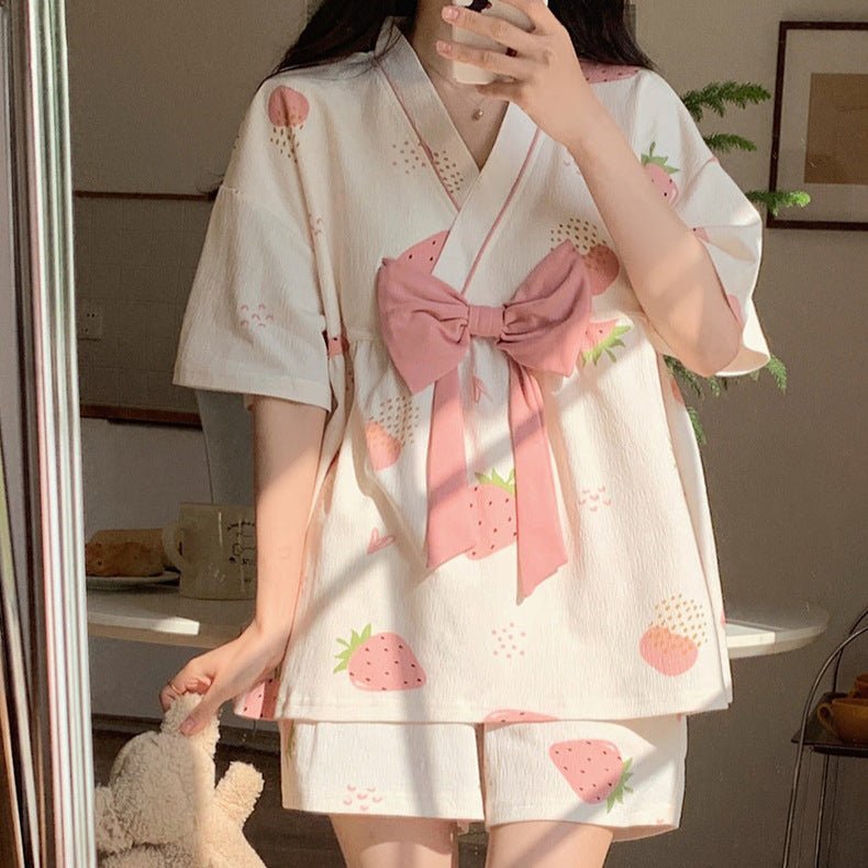 Strawberry Whip Kimono Set – With Padded Berry Bliss - Zero Bra