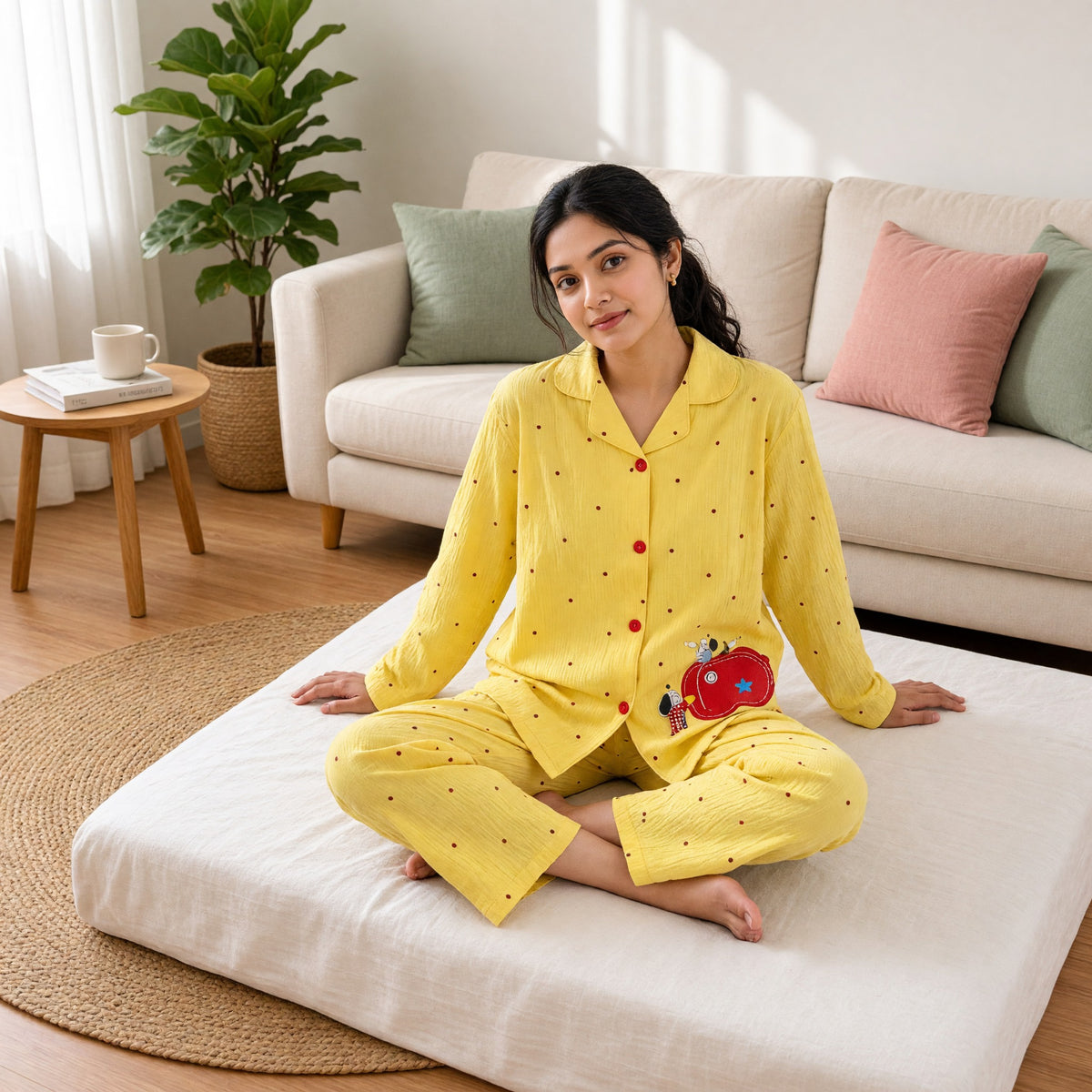 Sunny Apple Padded Night Suit