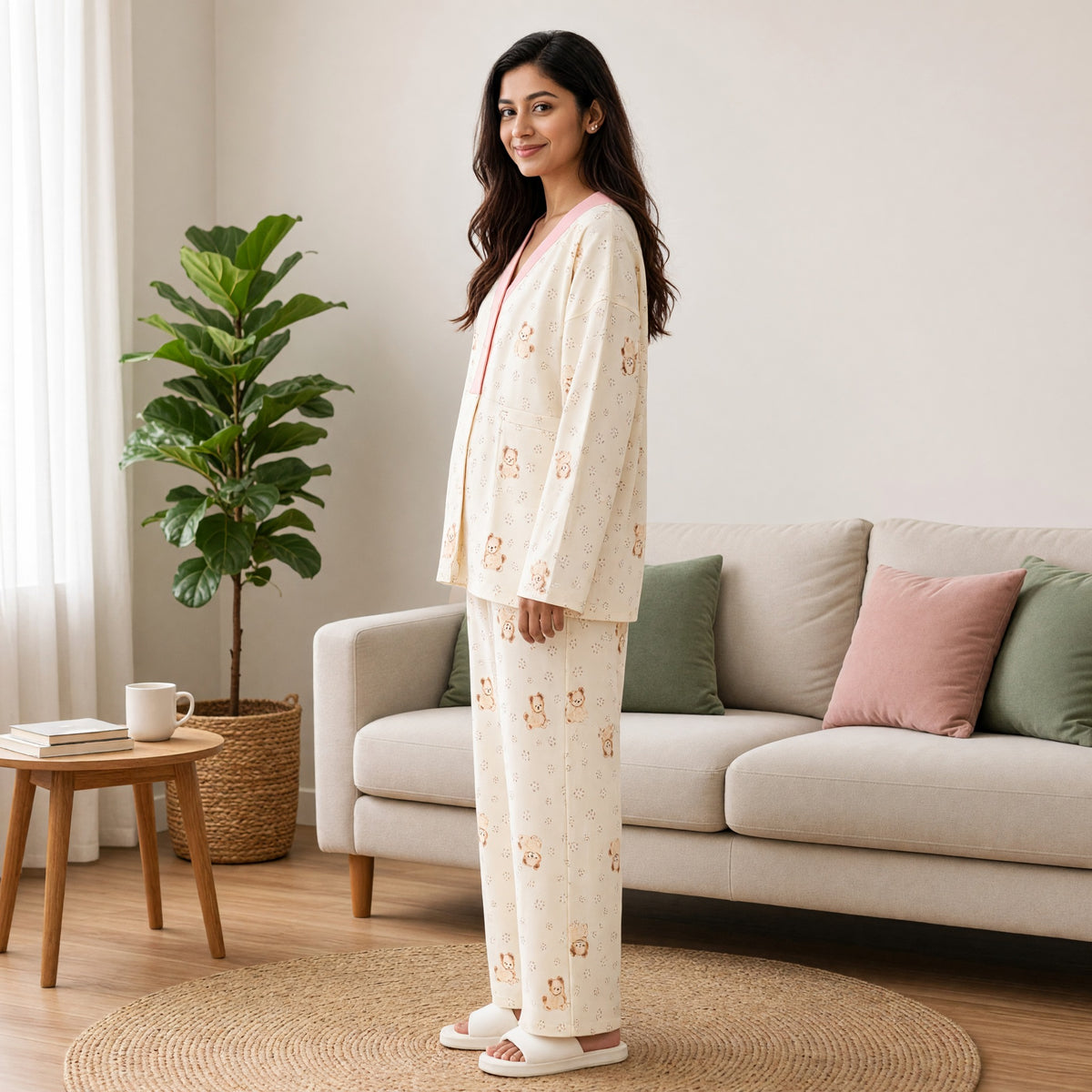 Teddy Bloom Padded Feeding Night Suit