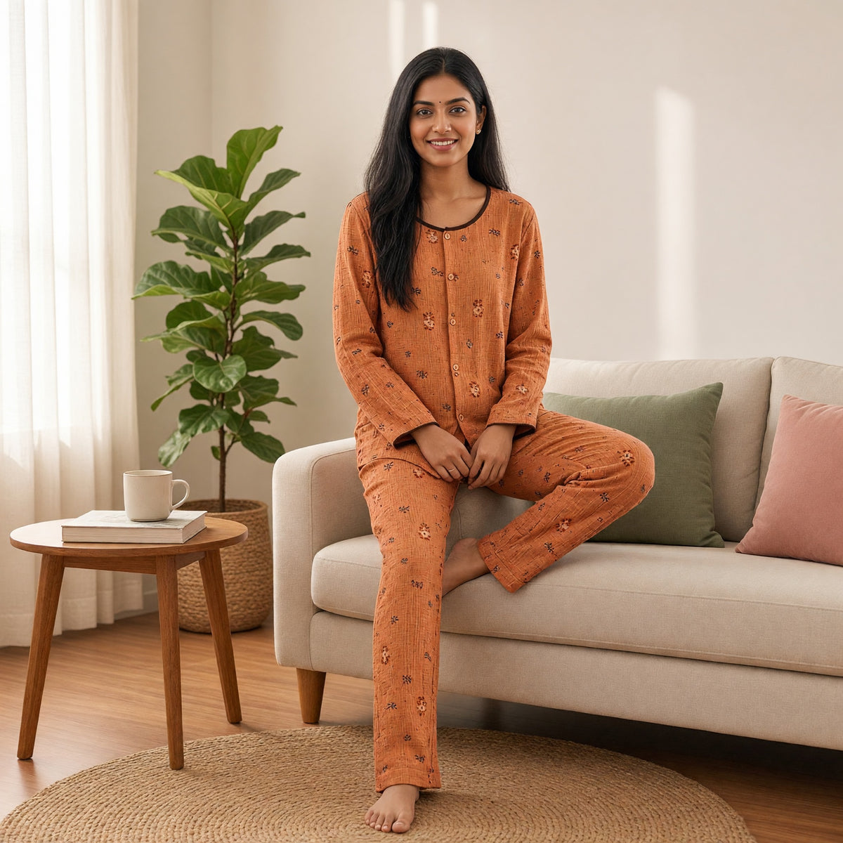 Teddy Cocoa Padded Night Suit