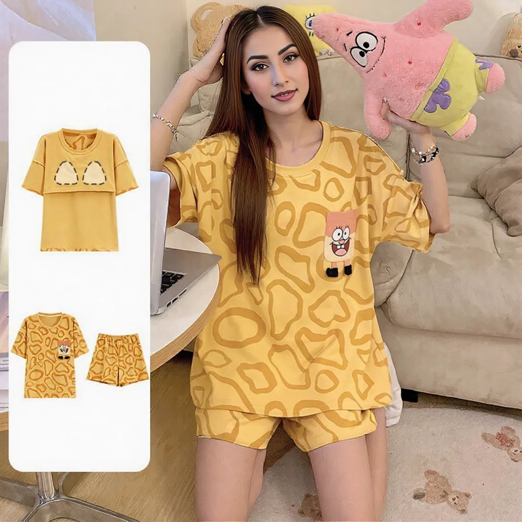 Teddy Peach Dreams – With Built - In Padded Pajama Cozy Support - Zero Bra