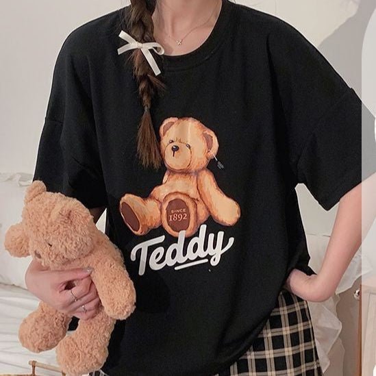 Teddy Time Plaid Shorts Set – With Padded Snuggle Mode - Zero Bra