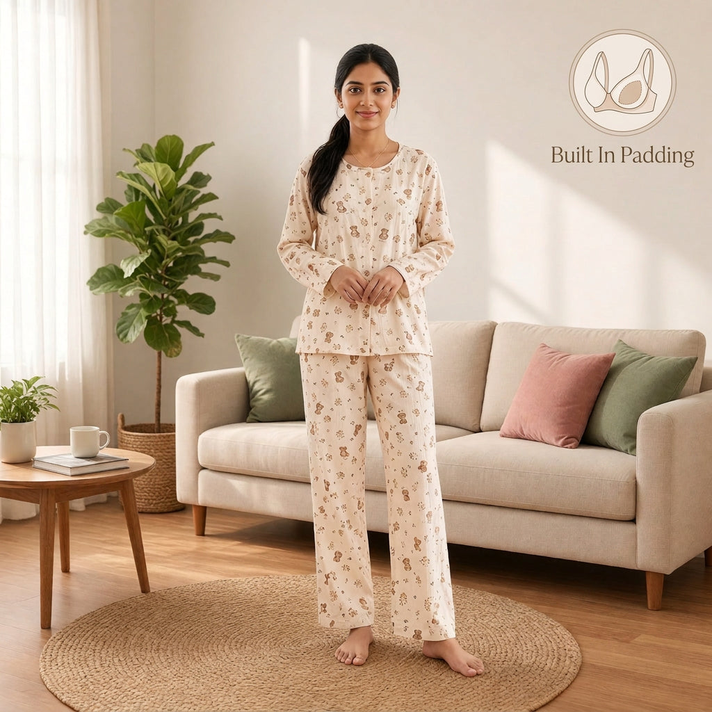 Tiny Teddy Garden Padded Night Suit