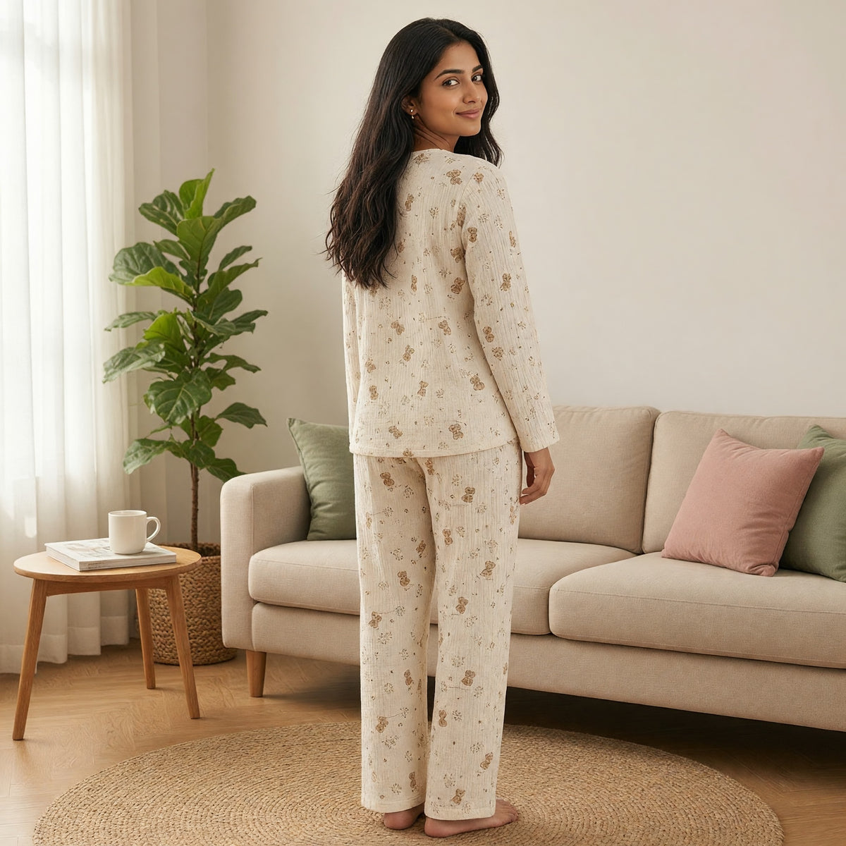 Tiny Teddy Garden Padded Night Suit