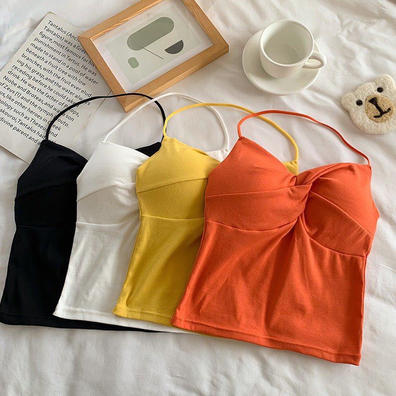 Twist Front Cami Top with Built - In Bra – Bright & Breezy - Zero Bra