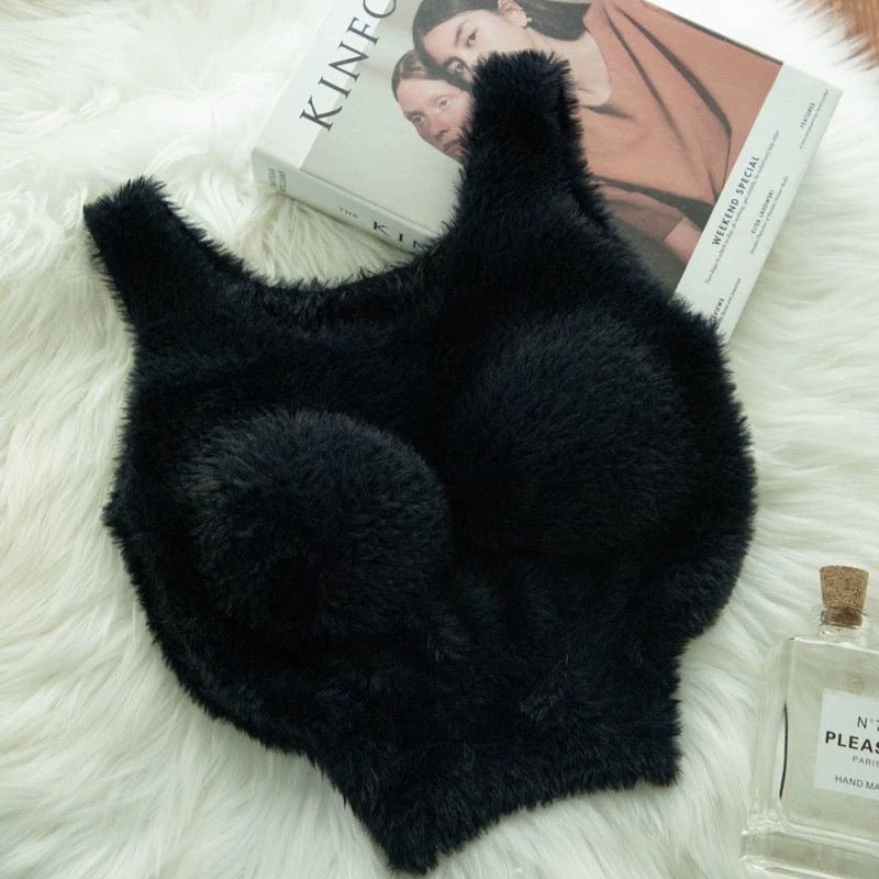 Ultra - Cozy Fuzzy Built - In Bra Top – Soft & Warm - Zero Bra