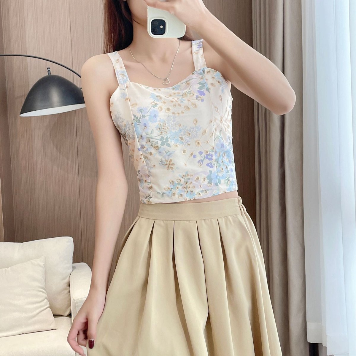 Vintage Floral Built - In Bra Top – Elegant & Feminine - Zero Bra